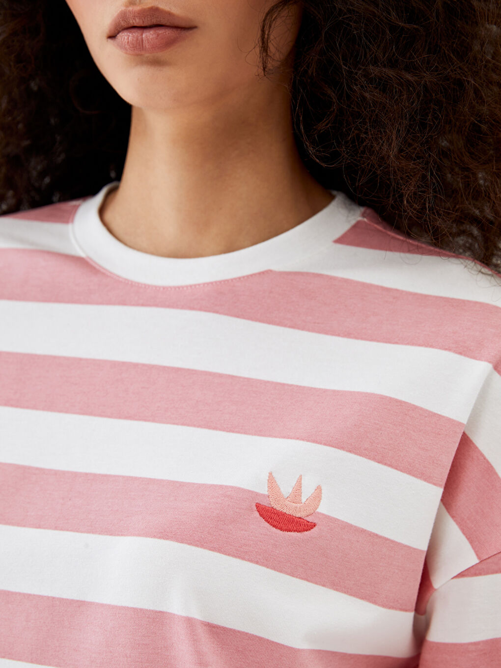 Crew Neck Striped Women's Sweatshirt Tunic -S4KI67Z8-LHK