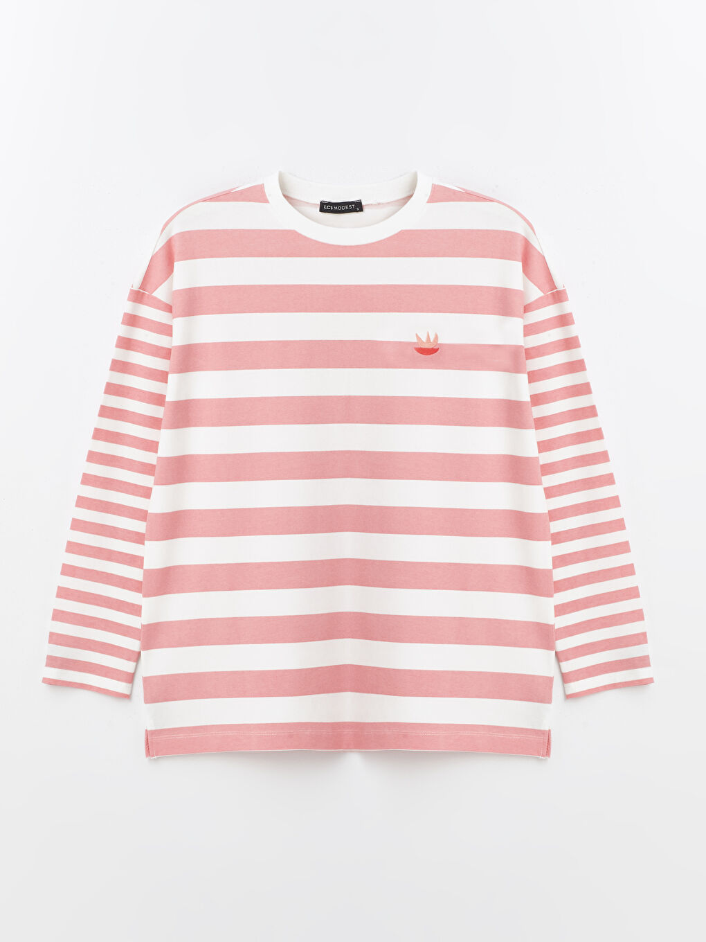 Crew Neck Striped Women's Sweatshirt Tunic -S4KI67Z8-LHK