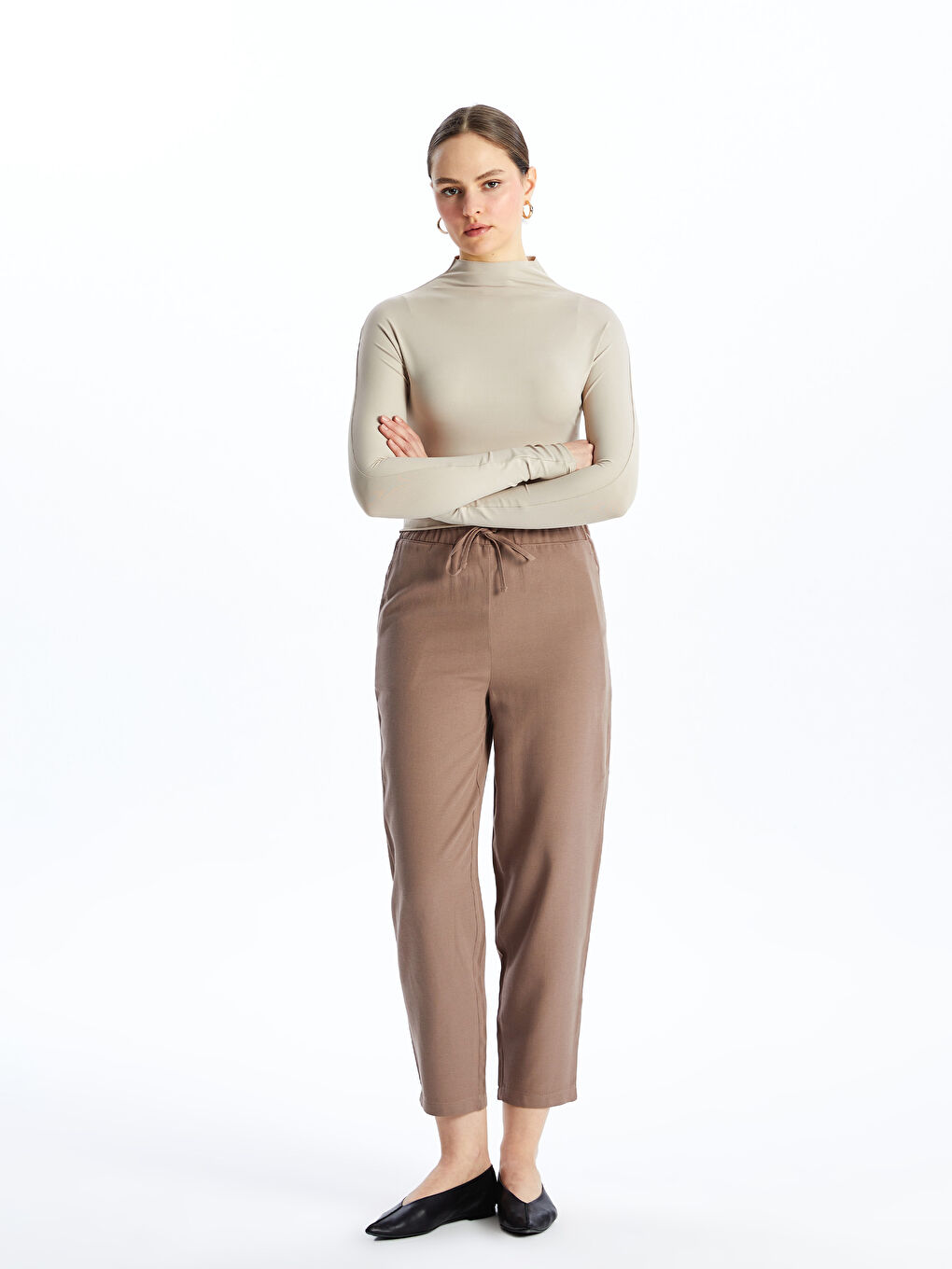 Carrot Cut Plain Linen Blend Women's Pants -S4KI73Z8-YJJ