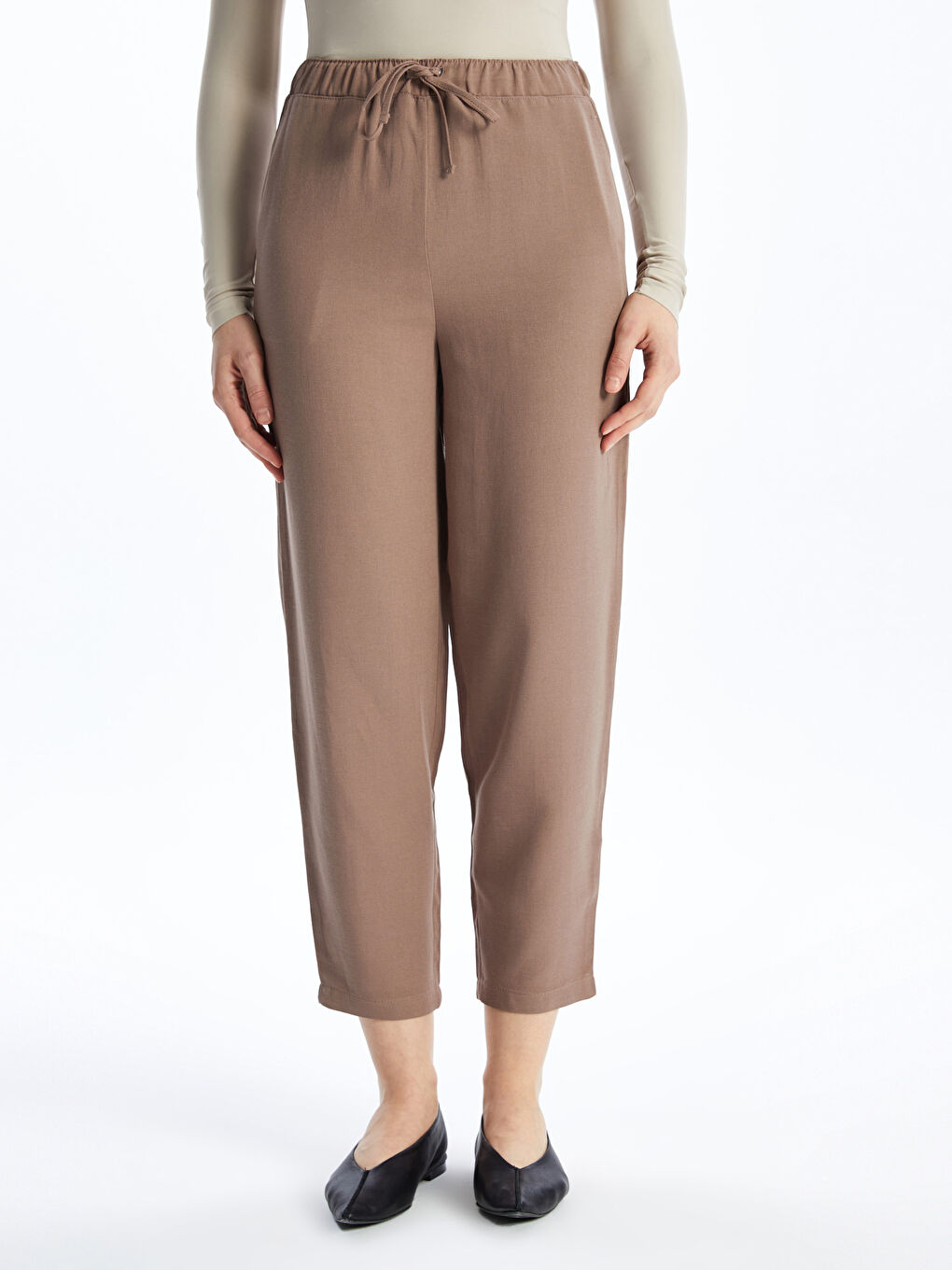 Carrot Cut Plain Linen Blend Women's Pants -S4KI73Z8-YJJ