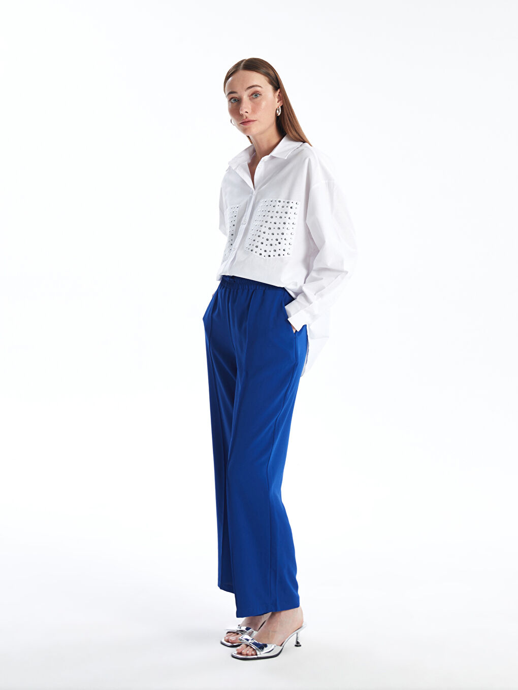 Elastic Waist Comfortable Fit Women's Trousers -S4KI81Z8-HRS