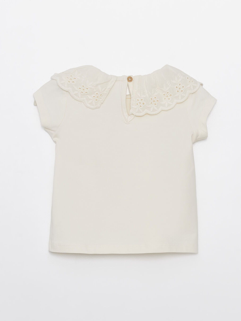 Peter Pan Collar Short Sleeve Baby Girls' T-Shirt-1