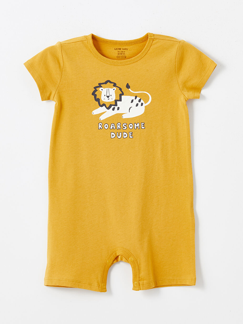 Sarı Bisiklet Yaka Kısa Kollu Baskılı Erkek Bebek Tulum 2'li-1