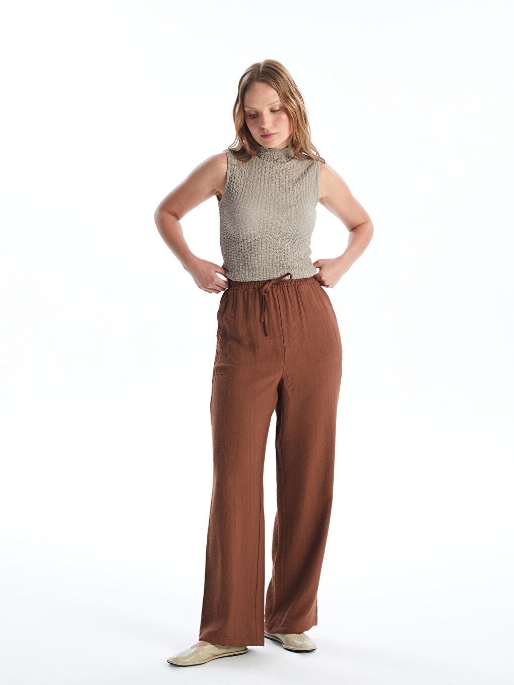 Elastic Waist Comfortable Fit Women's Trousers -S4KJ13Z8-YA1