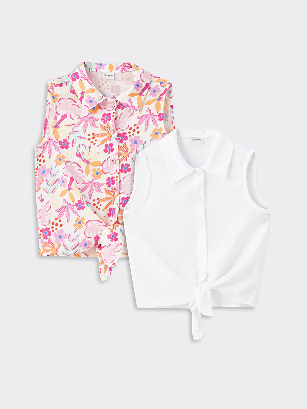 LCW Kids Pembe Kız Çocuk Crop Gömlek 2'li