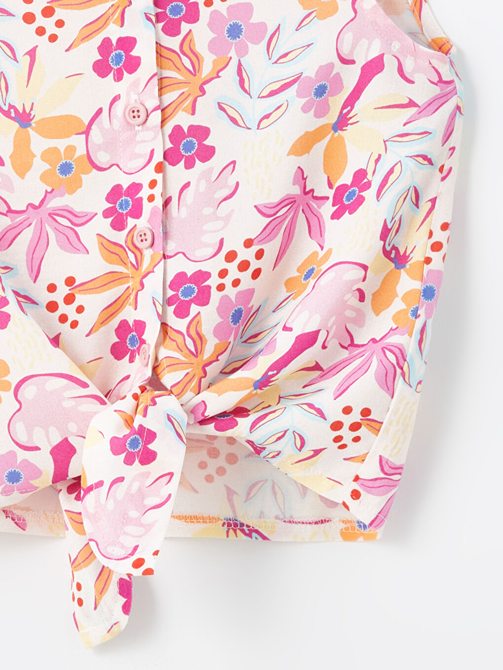 LCW Kids Pembe Kız Çocuk Crop Gömlek 2'li - 5