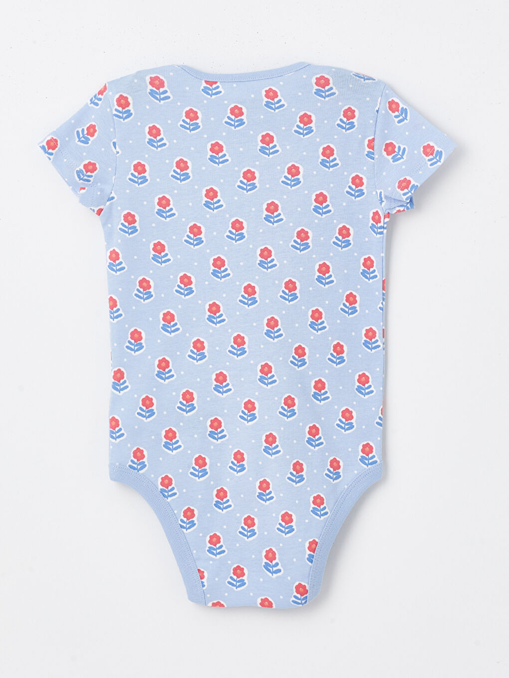 Mavi Bisiklet Yaka Kısa Kollu Kız Bebek Çıtçıtlı Bodysuit-1