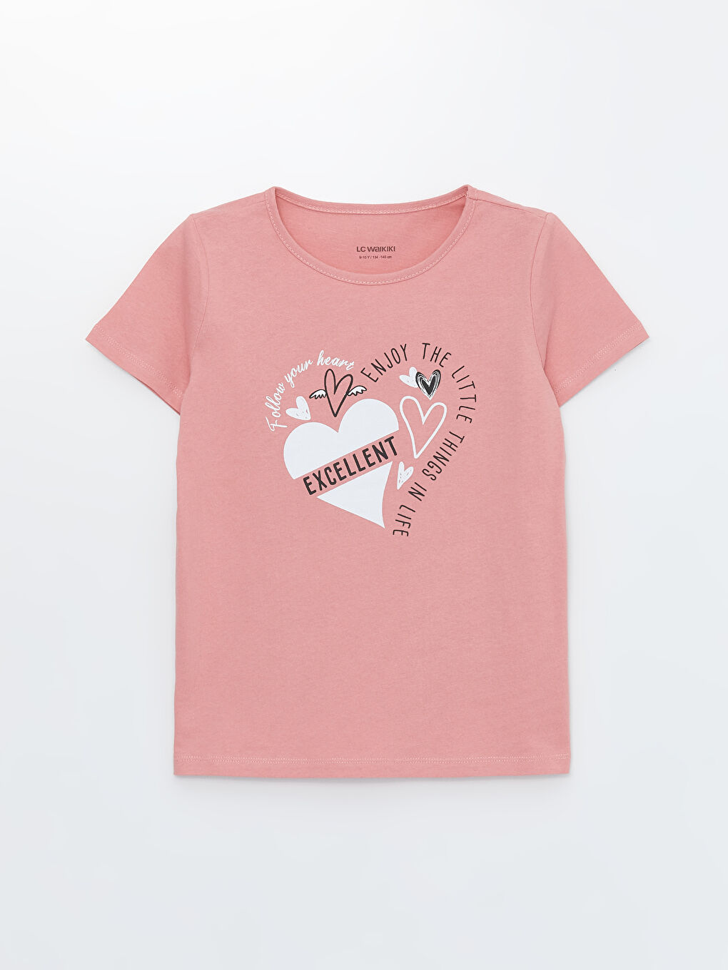 Pembe Bisiklet Yaka Baskılı Kısa Kollu Kız Çocuk Tişört-2