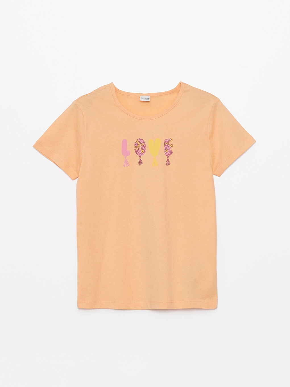 Turuncu Bisiklet Yaka Baskılı Kısa Kollu Kız Çocuk Tişört-2