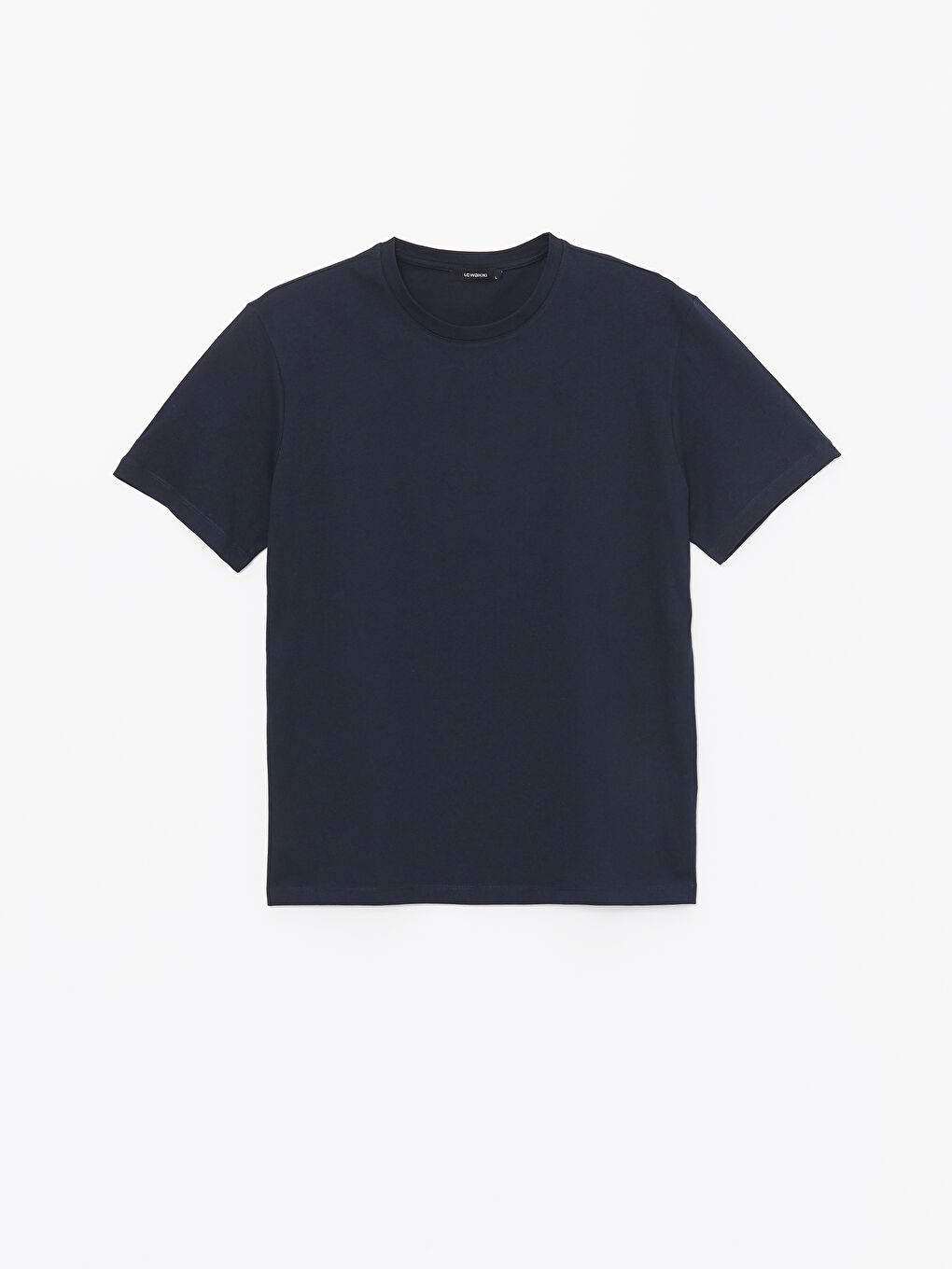 Lacivert Bisiklet Yaka Penye Erkek Tişört-5