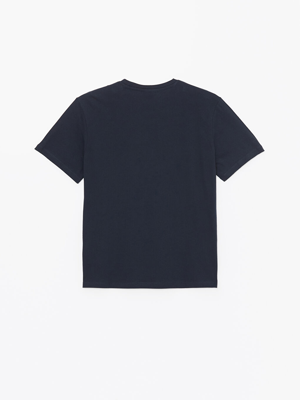 Lacivert Bisiklet Yaka Penye Erkek Tişört-6