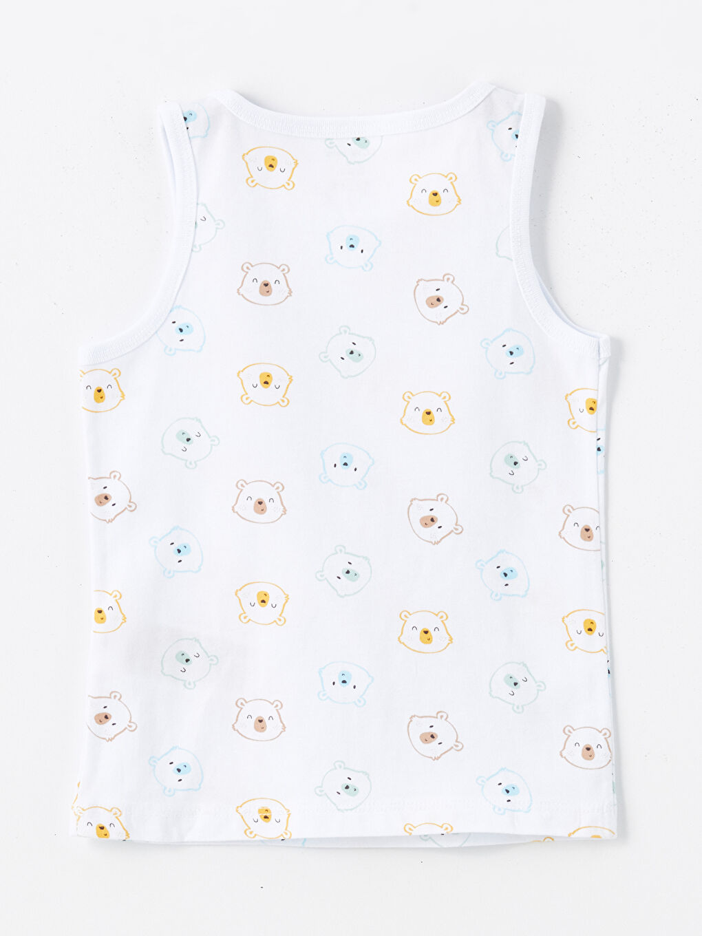 Beyaz Bisiklet Yaka Baskılı Erkek Bebek Atlet-1