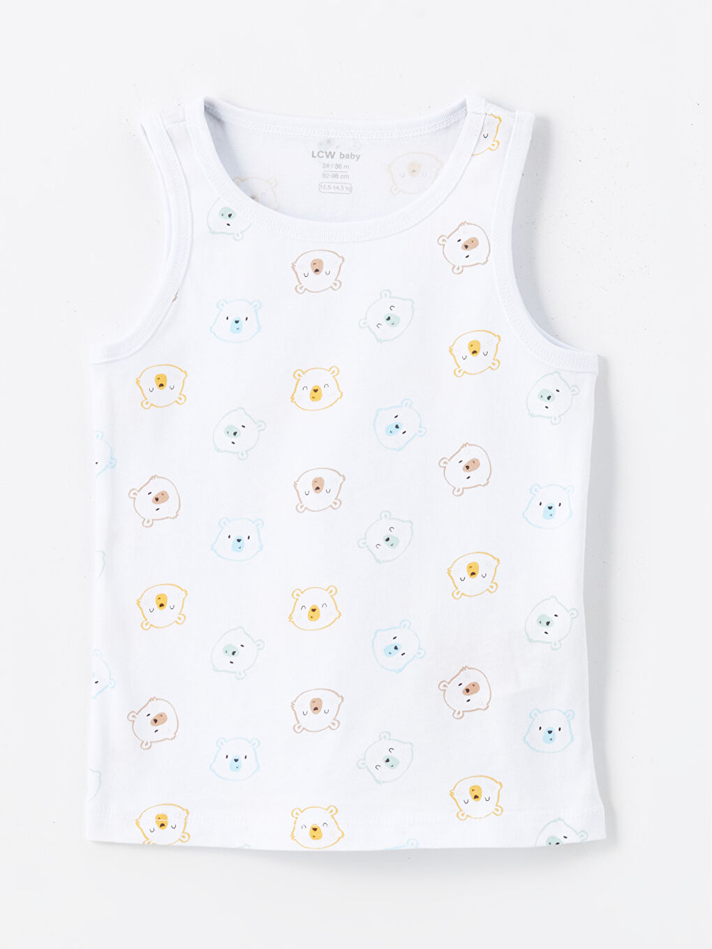 Beyaz Bisiklet Yaka Baskılı Erkek Bebek Atlet