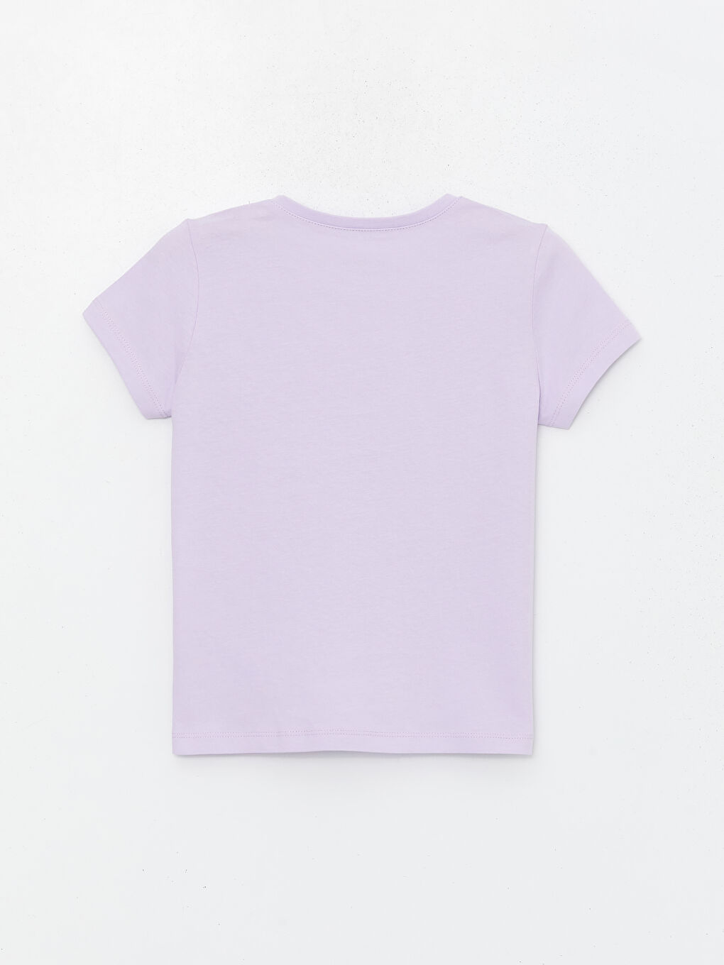 Lila Bisiklet Yaka Basic Kısa Kollu Kız Çocuk Tişört-1