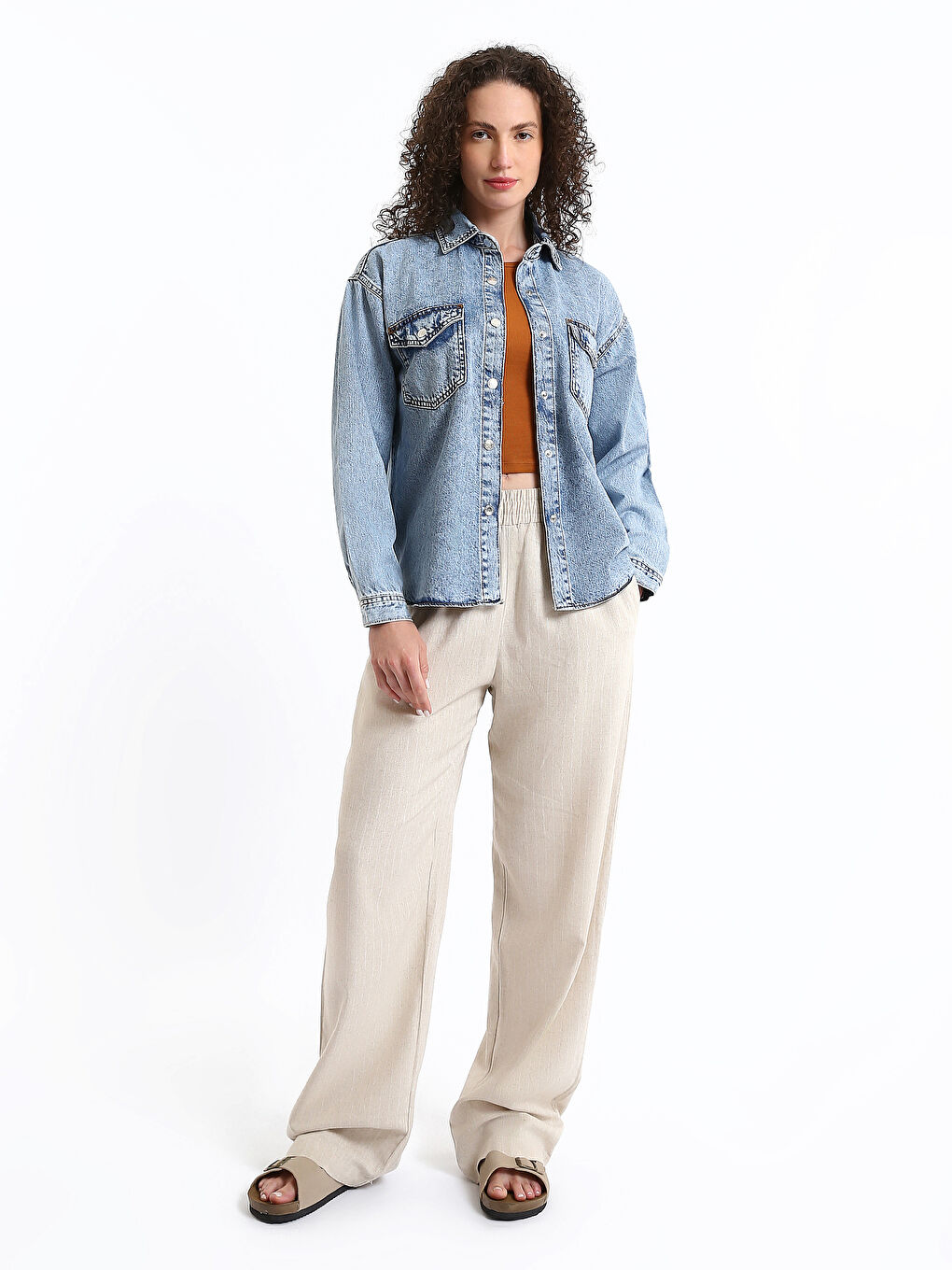 Pocket Detail Women's Denim Shirt-1