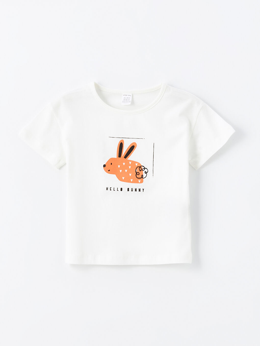 Beyaz Bisiklet Yaka Baskılı Kısa Kollu Kız Bebek Tişört-3