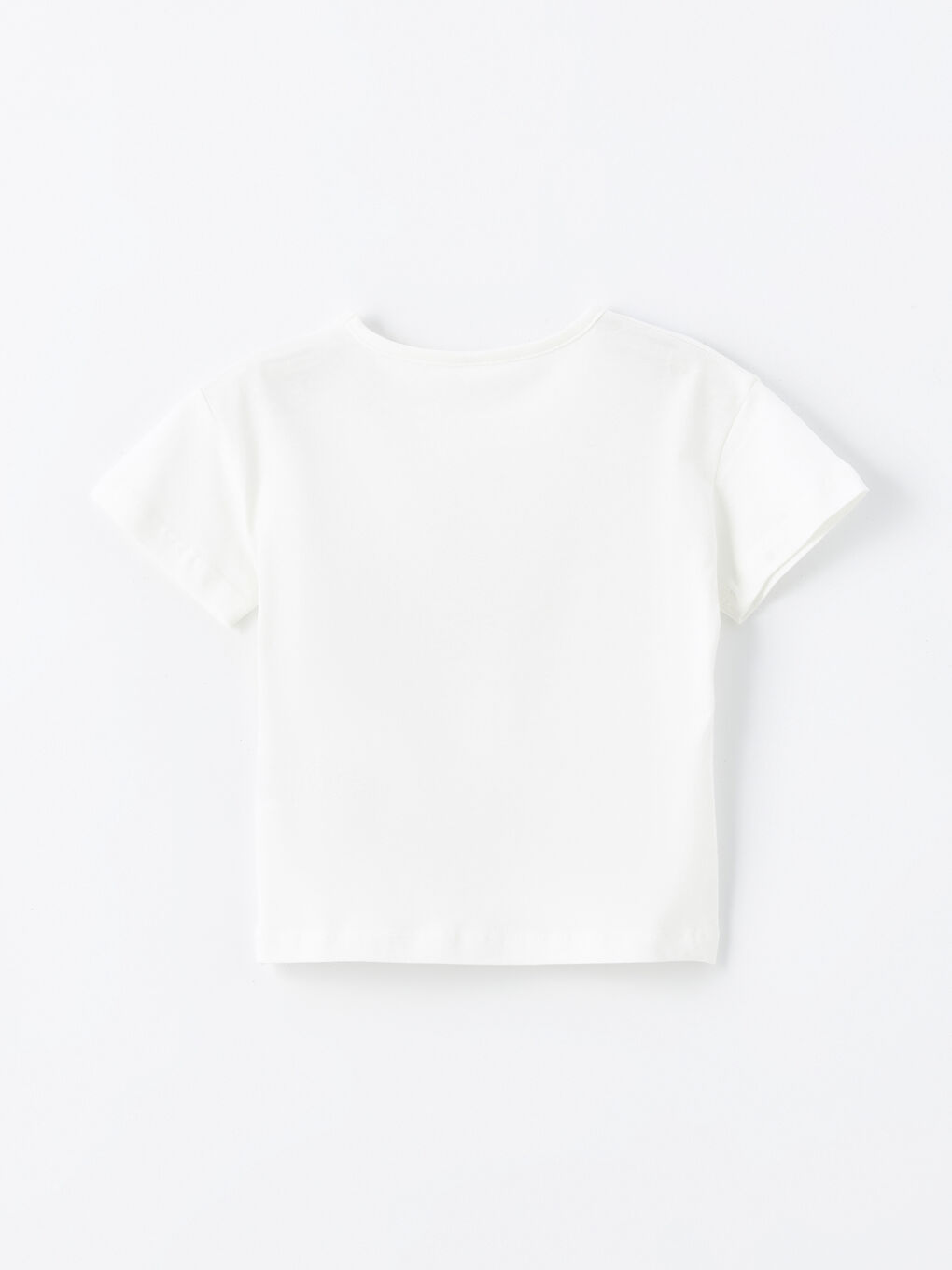Beyaz Bisiklet Yaka Baskılı Kısa Kollu Kız Bebek Tişört-4