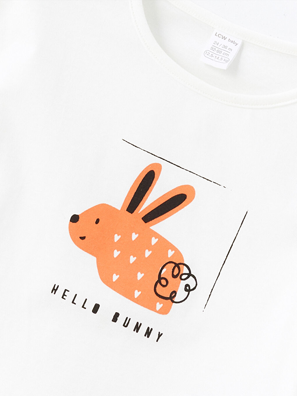 Beyaz Bisiklet Yaka Baskılı Kısa Kollu Kız Bebek Tişört-5