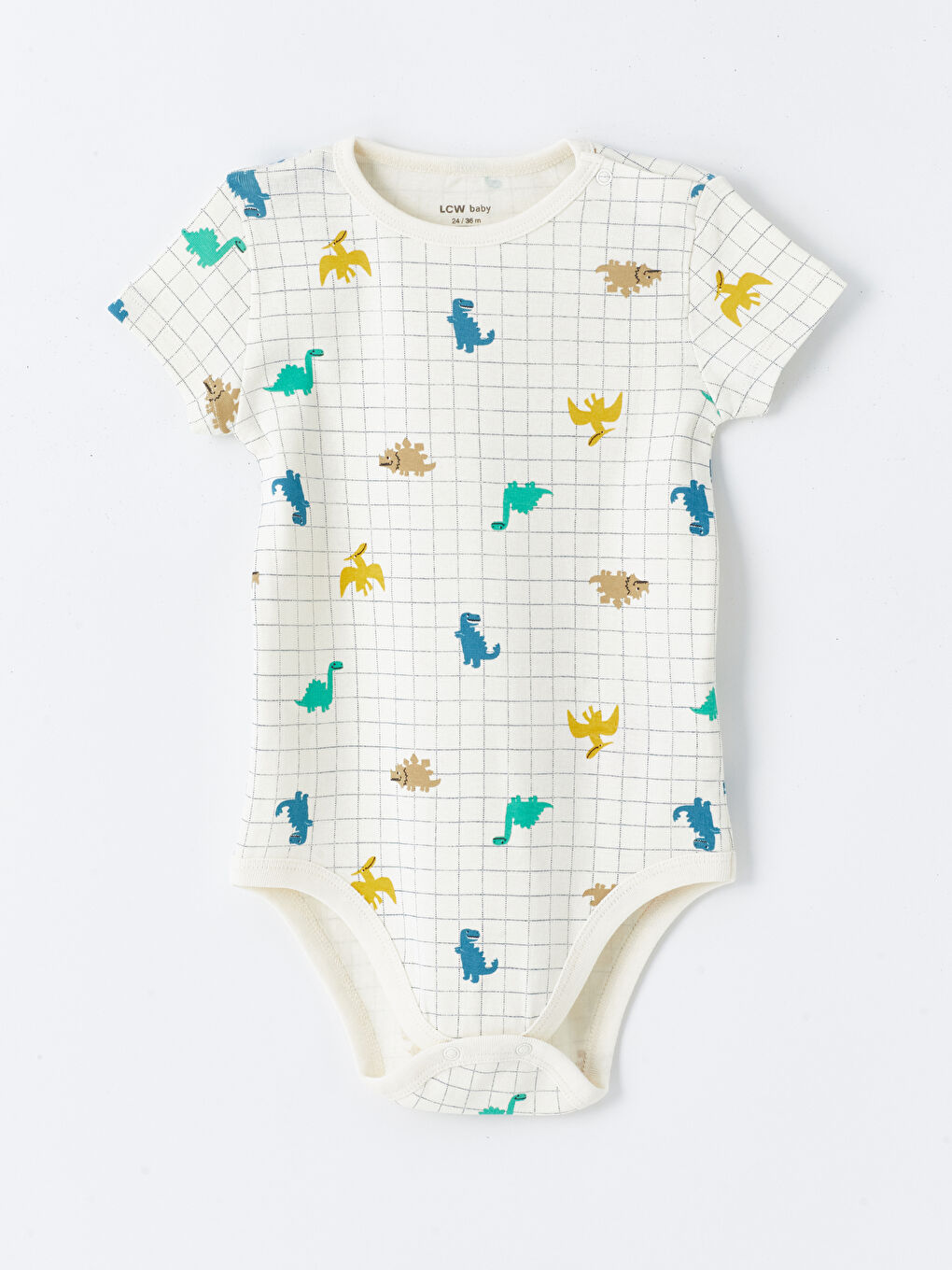 Ekru Bisiklet Yaka Baskılı Erkek Bebek Çıtçıtlı Bodysuit