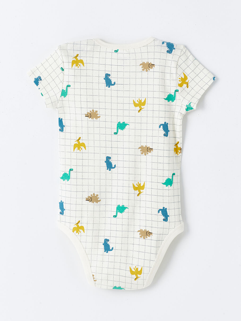 Ekru Bisiklet Yaka Baskılı Erkek Bebek Çıtçıtlı Bodysuit-1