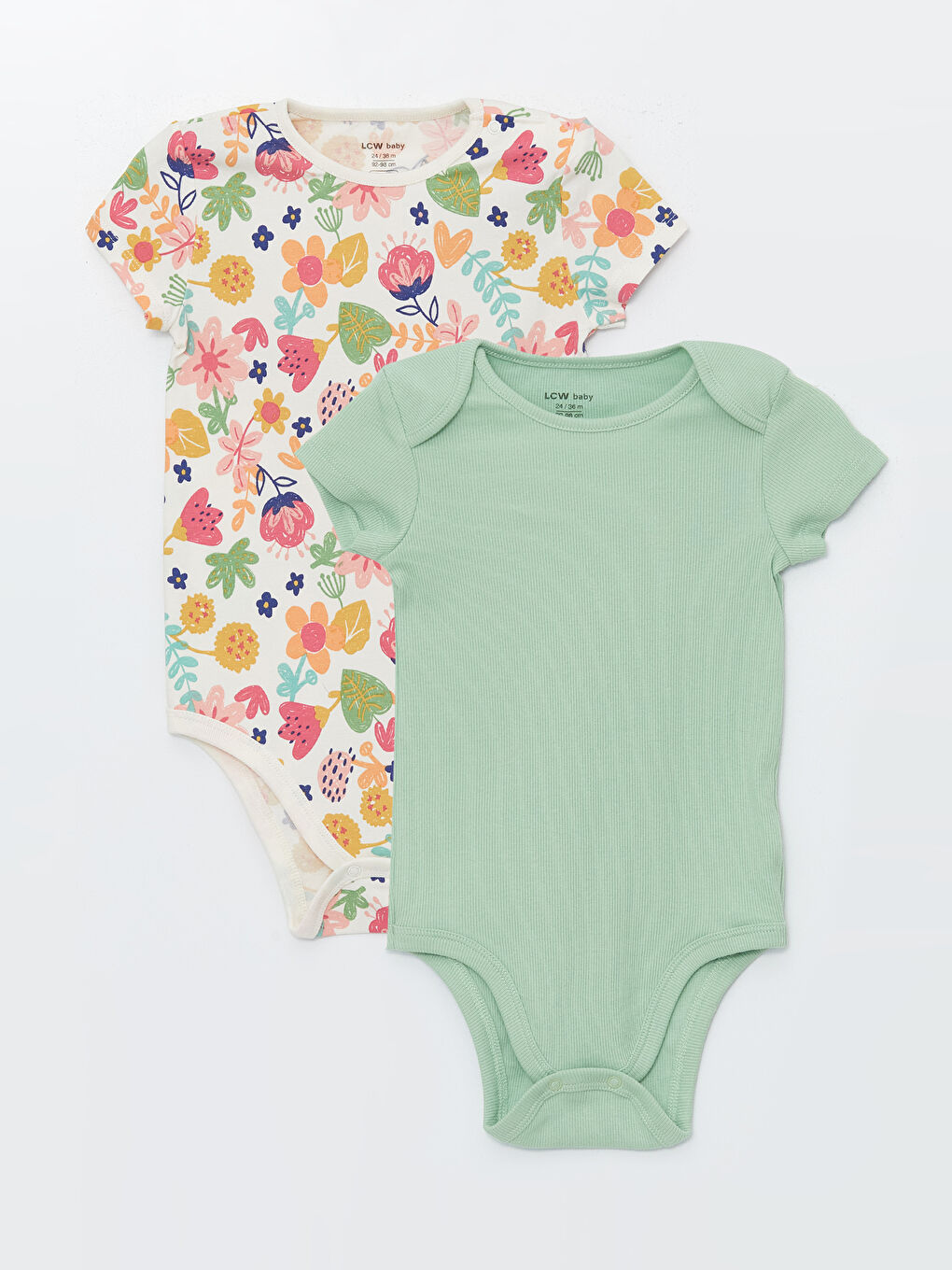 Crew Neck Short Sleeve Floral Baby Girl Snap-On Body 2-Piece -S4KL06Z1-LRB
