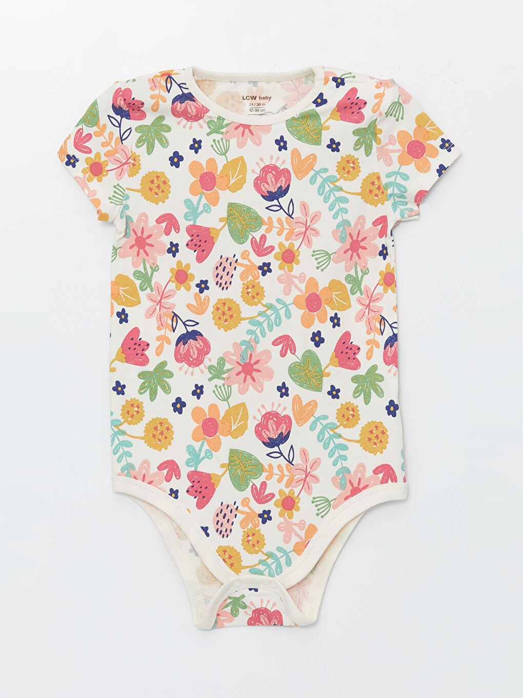 Crew Neck Short Sleeve Floral Baby Girl Snap-On Body 2-Piece -S4KL06Z1-LRB