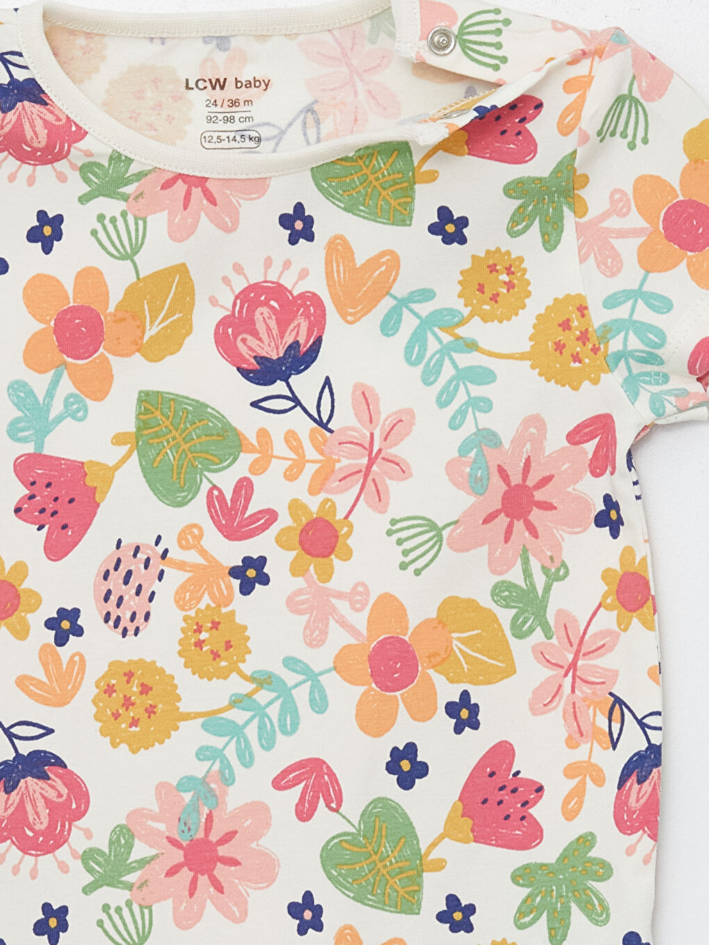 Crew Neck Short Sleeve Floral Baby Girl Snap-On Body 2-Piece -S4KL06Z1-LRB