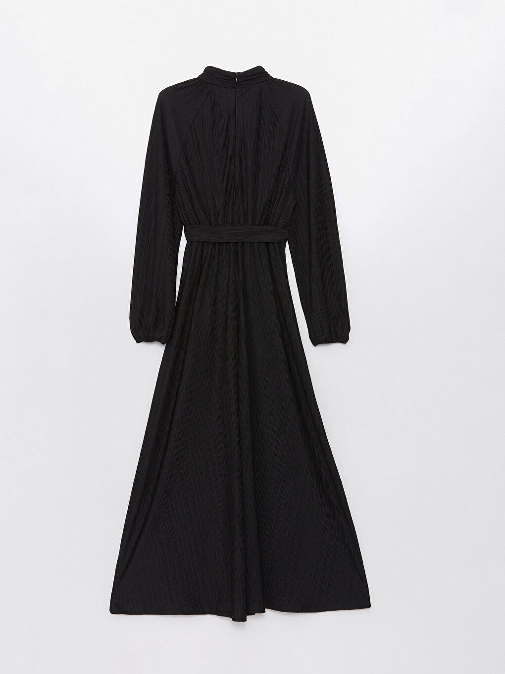 Siyah Balıkçı Yaka Düz Uzun Kollu Kadın Elbise-6