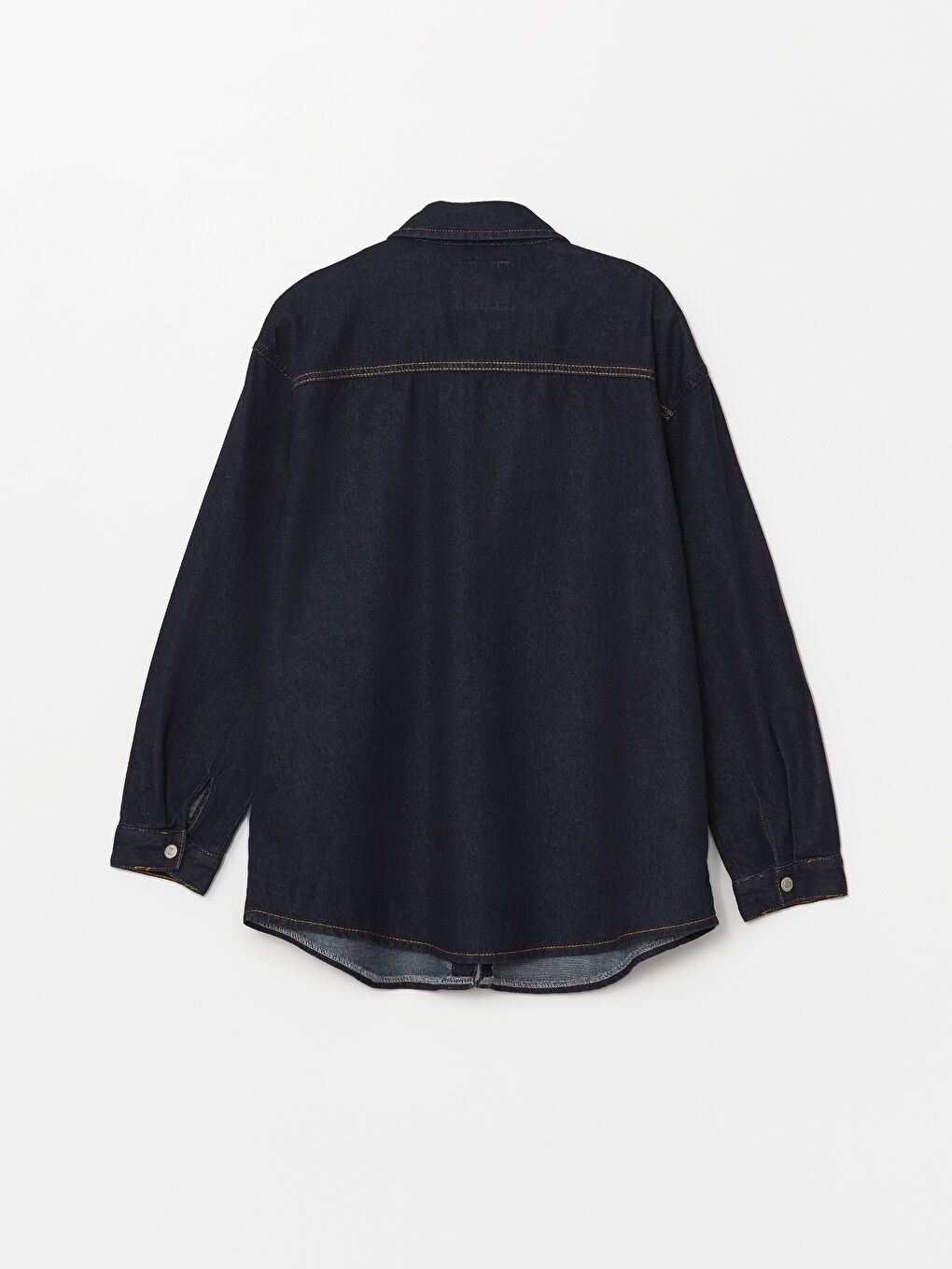 İndigo Oversize Kadın Jean Gömlek Ceket-5