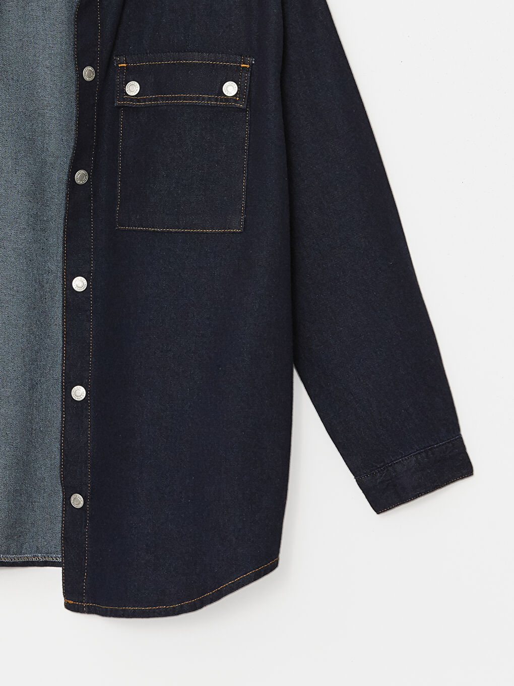 İndigo Oversize Kadın Jean Gömlek Ceket-6