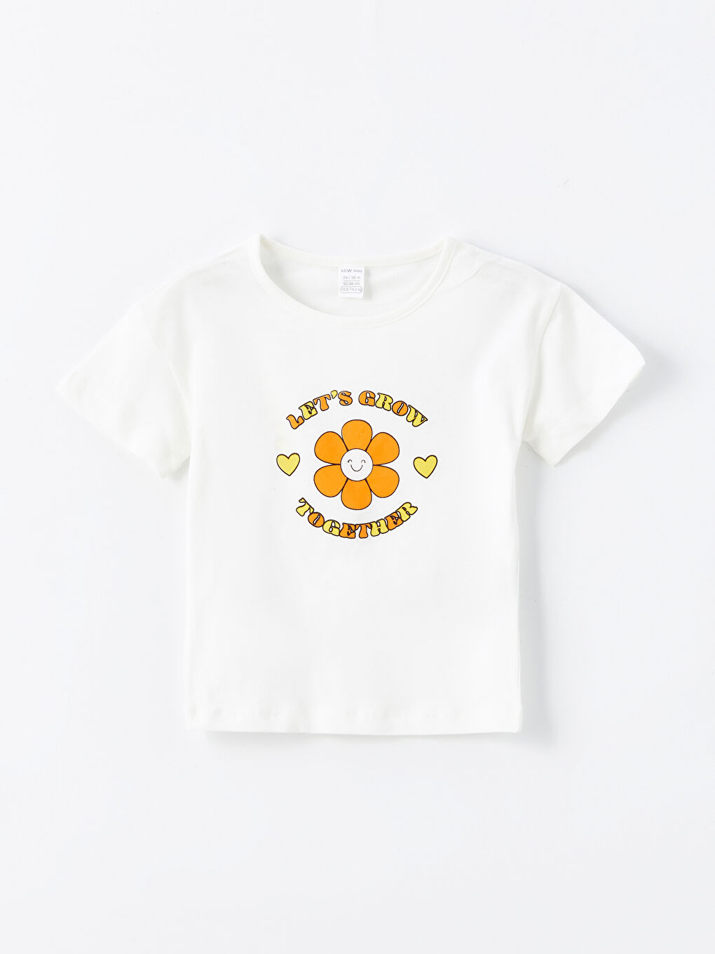 Beyaz Bisiklet Yaka Kısa Kollu Çiçekli Kız Bebek Tişört ve Tayt 2'li Takım-1