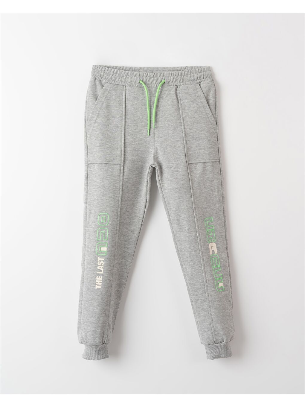 Gri Beli Lastikli Baskılı Erkek Çocuk Jogger Eşofman Altı