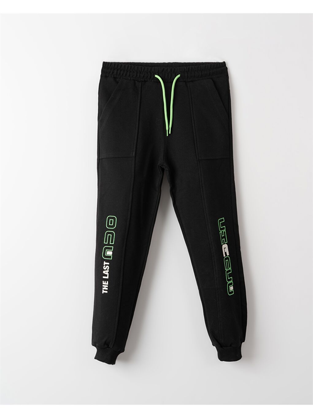 Siyah Beli Lastikli Baskılı Erkek Çocuk Jogger Eşofman Altı