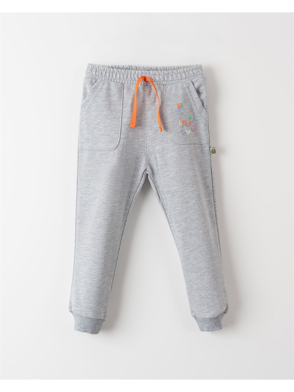 Gri Beli Lastikli Baskılı Erkek Bebek Jogger Eşofman Altı