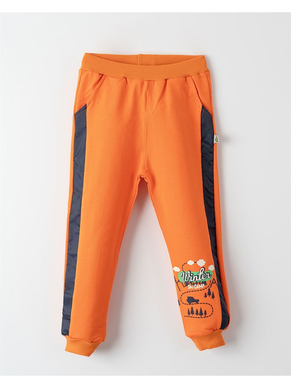 Turuncu Beli Lastikli Baskılı Erkek Bebek Jogger Eşofman Altı