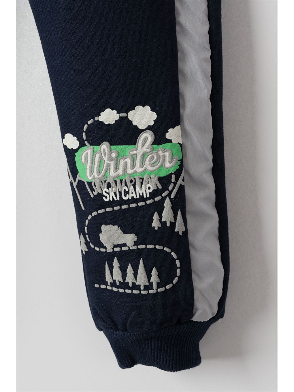 Lacivert Beli Lastikli Baskılı Erkek Bebek Jogger Eşofman Altı-1