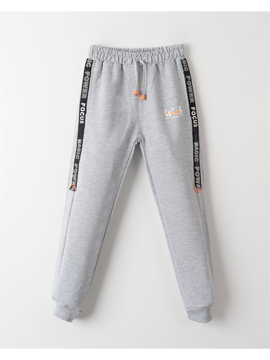 Gri Beli Lastikli Baskılı Erkek Çocuk Jogger Eşofman Altı