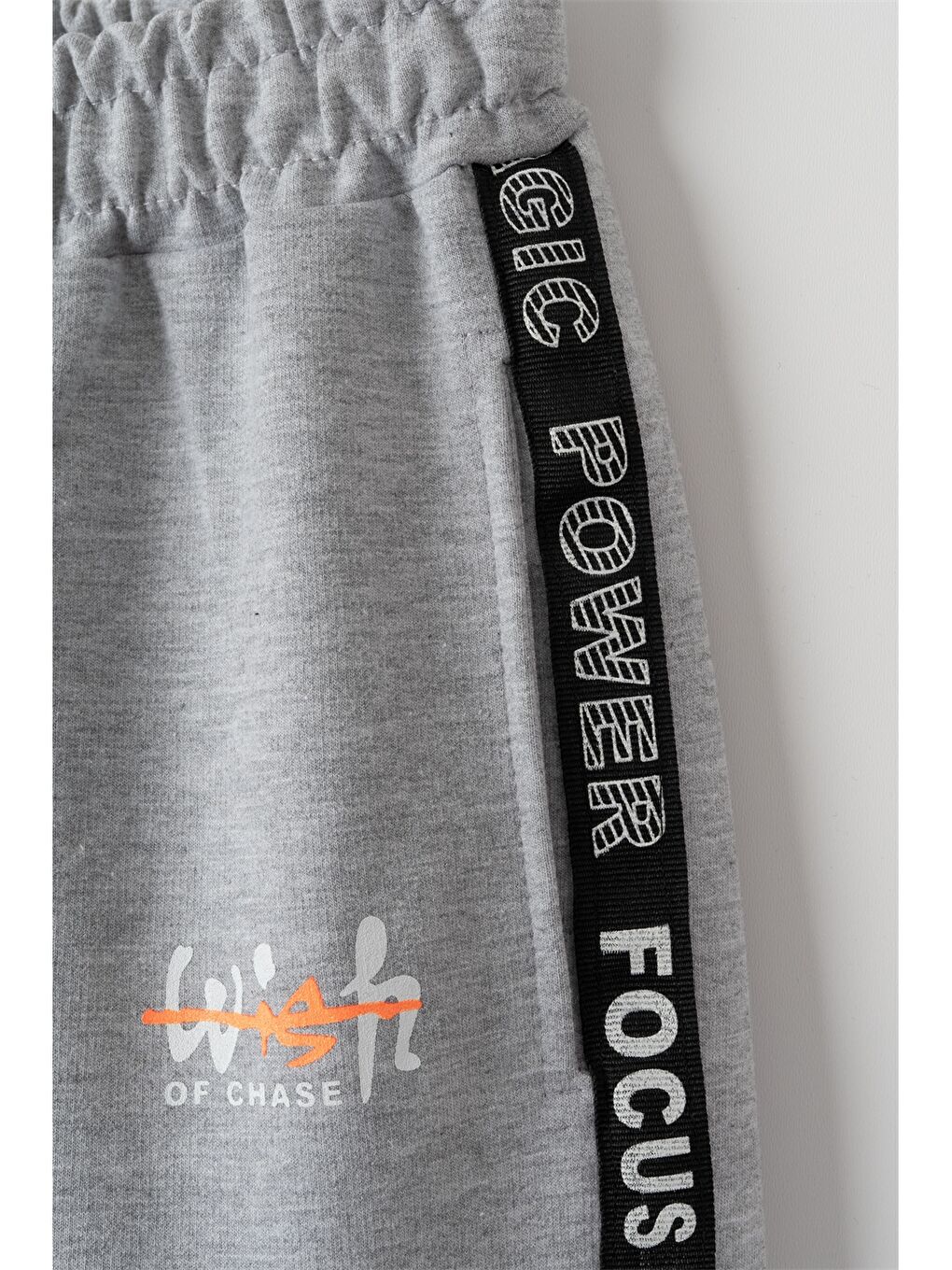 Gri Beli Lastikli Baskılı Erkek Çocuk Jogger Eşofman Altı-1