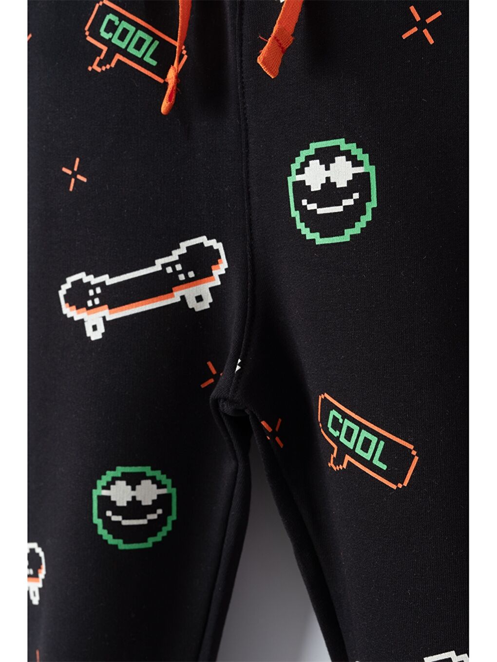 Siyah Beli Lastikli Baskılı Erkek Bebek Jogger Eşofman Altı-2