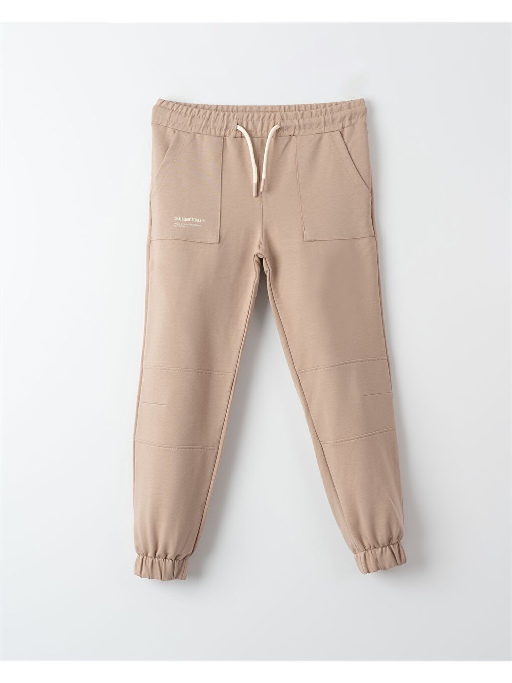 Bej Beli Lastikli Baskılı Erkek Çocuk Jogger Eşofman Altı