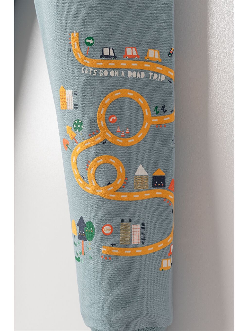 Petrol Beli Lastikli Desenli Erkek Bebek Jogger Eşofman Altı-1