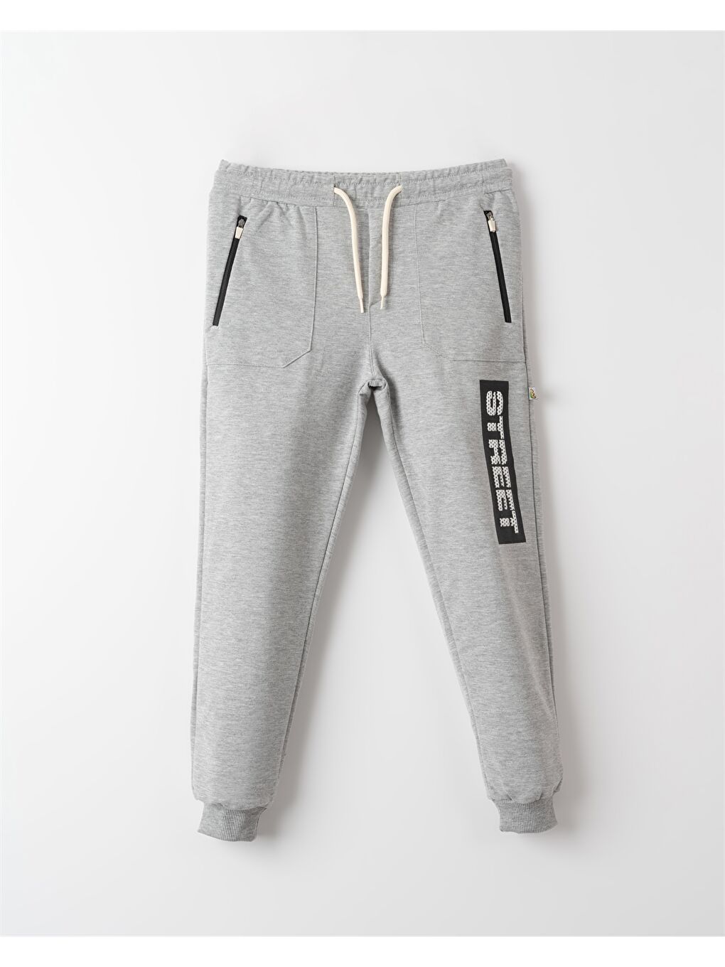 Gri Beli Lastikli Baskılı Erkek Çocuk Jogger Eşofman Altı