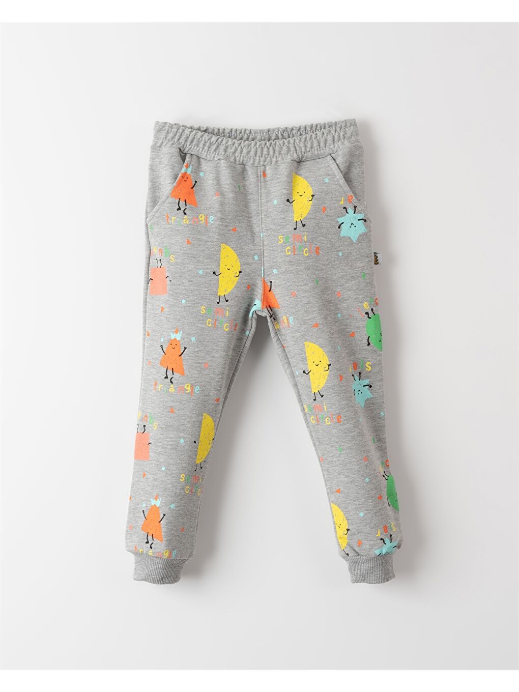Gri Beli Lastikli Desenli Erkek Bebek Jogger Eşofman Altı