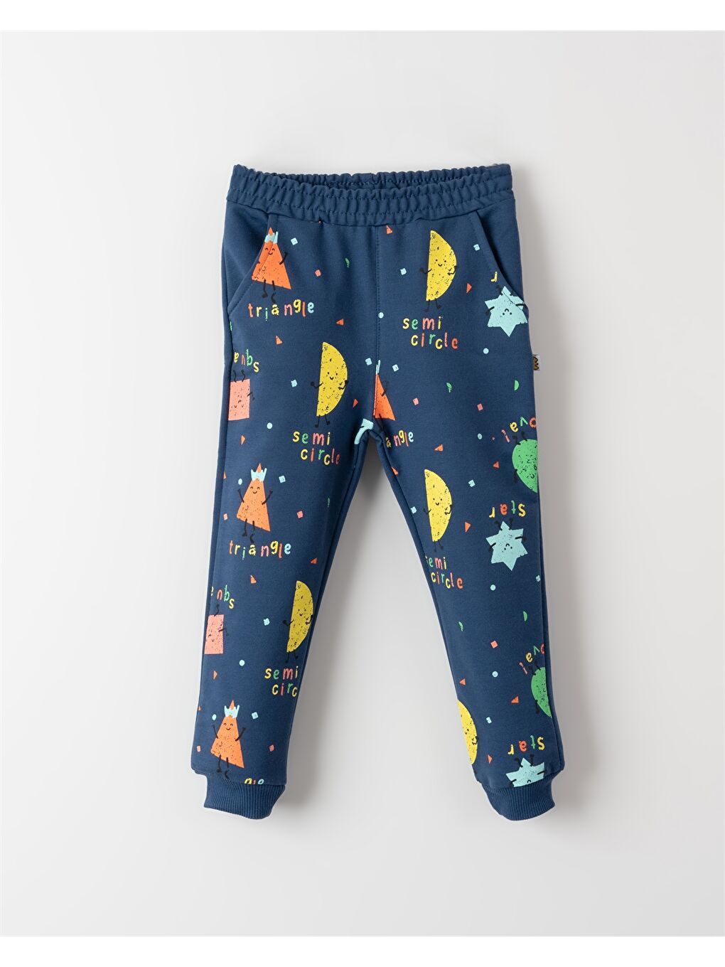 Mavi Beli Lastikli Desenli Erkek Bebek Jogger Eşofman Altı