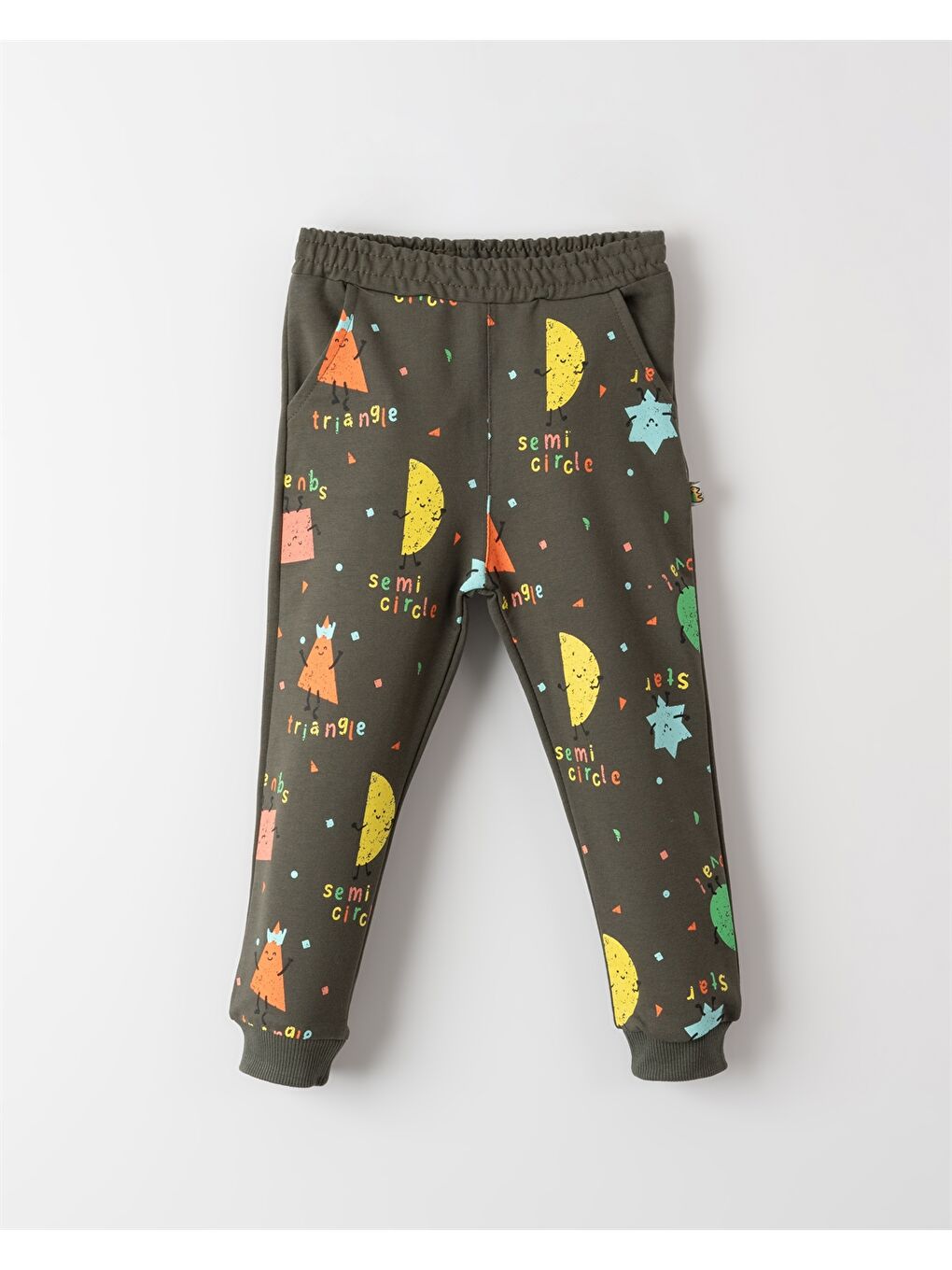 Haki Beli Lastikli Desenli Erkek Bebek Jogger Eşofman Altı