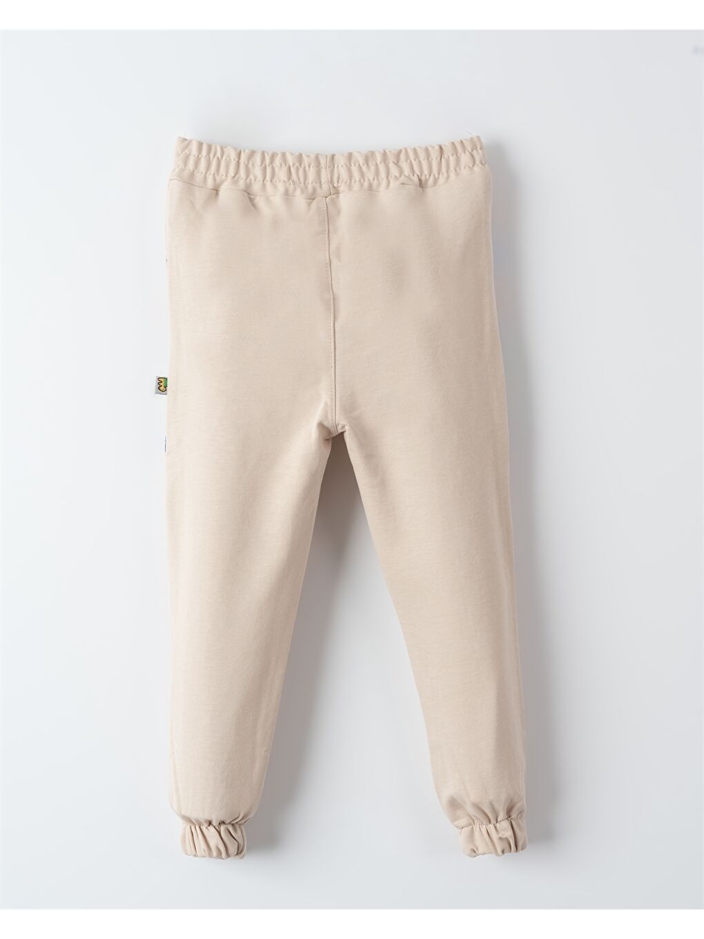 Bej Beli Lastikli Desenli Erkek Bebek Jogger Eşofman Altı-1