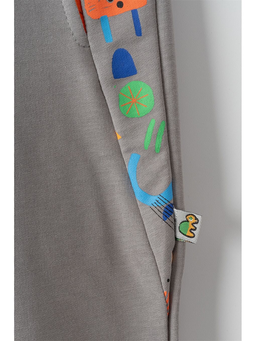 Gri Beli Lastikli Desenli Erkek Bebek Jogger Eşofman Altı-1