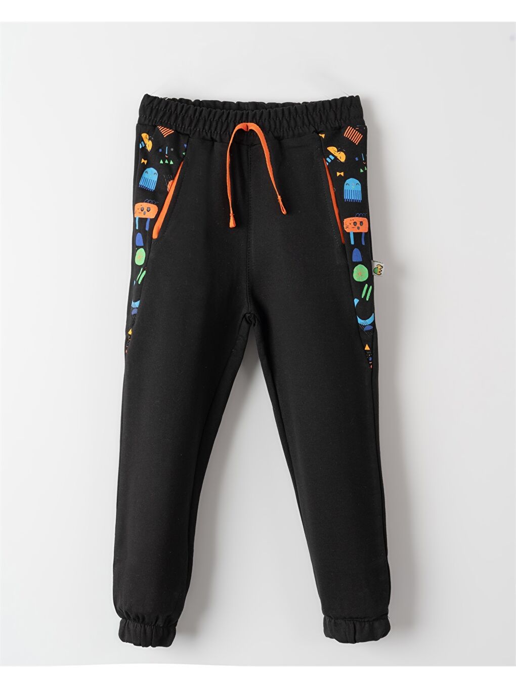 Siyah Beli Lastikli Desenli Erkek Bebek Jogger Eşofman Altı