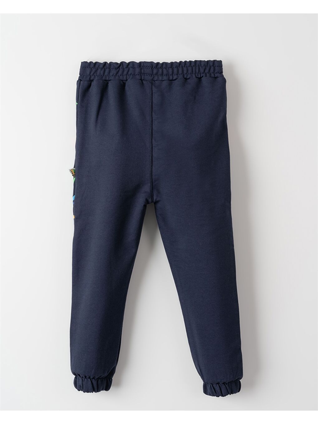 Lacivert Beli Lastikli Desenli Erkek Bebek Jogger Eşofman Altı-1