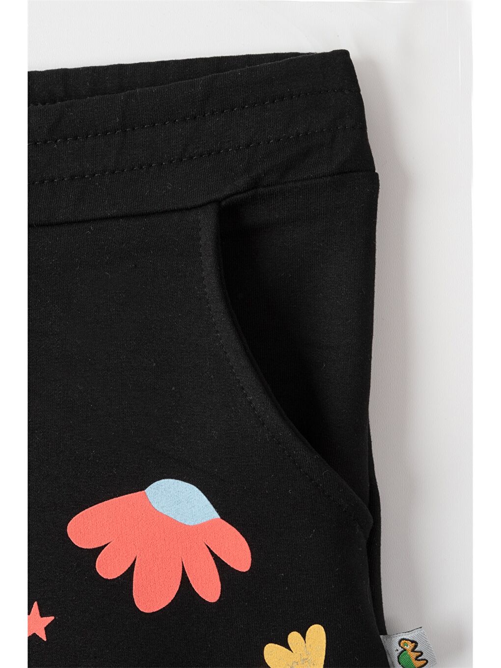 Siyah Beli Lastikli Desenli Kız Çocuk Jogger Eşofman Altı-2